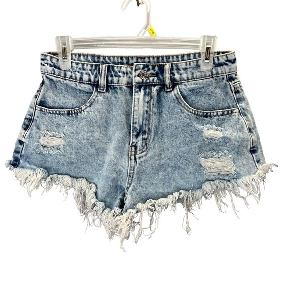 Cutoff Jean Shorts High Waisted Jorts S Women Frayed Raw Denim Festival Shein - Picture 1 of 6